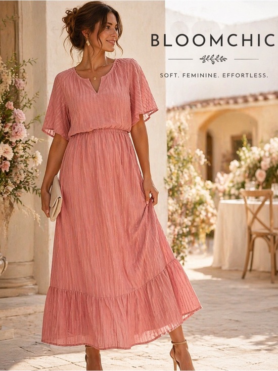 BloomChic Dresses & Skirts - NWT,Bloomchic, Soft Rose, Elastic Waist, Gorgeous & Completely Lined, Size 10